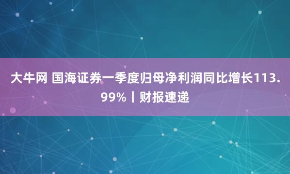 大牛网 国海证券一季度归母净利润同比增长113.99%丨财报速递