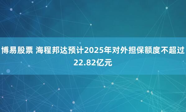 博易股票 海程邦达预计2025年对外担保额度不超过22.82亿元